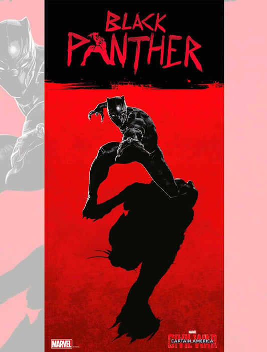 Marvel Civil War Black Panther Glass Poster 30x60