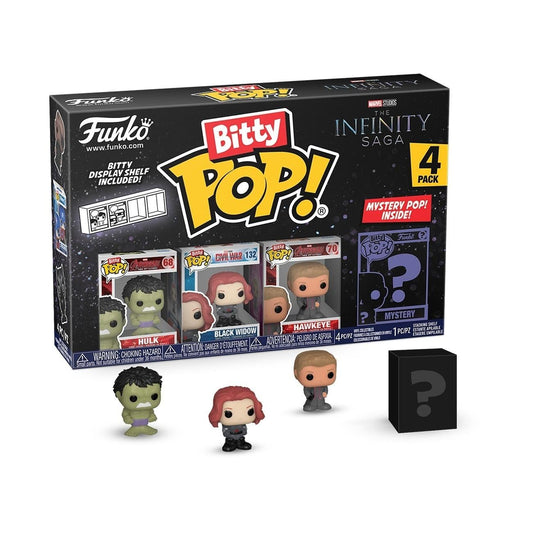 Marvel Infinity Saga Bitty Pop 4 Pack Hulk, Black Widow, Hawkeye  + Mystery