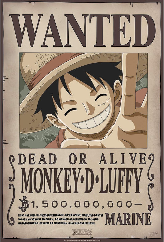 One Piece Poster Wanted Luffy New 2 52x35 Cm